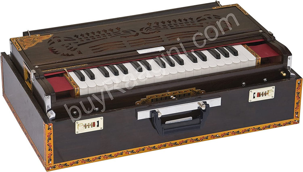 Maharaja Musicals Premium Calcutta Harmonium, 3/9 Scale Changer, Dark BGH