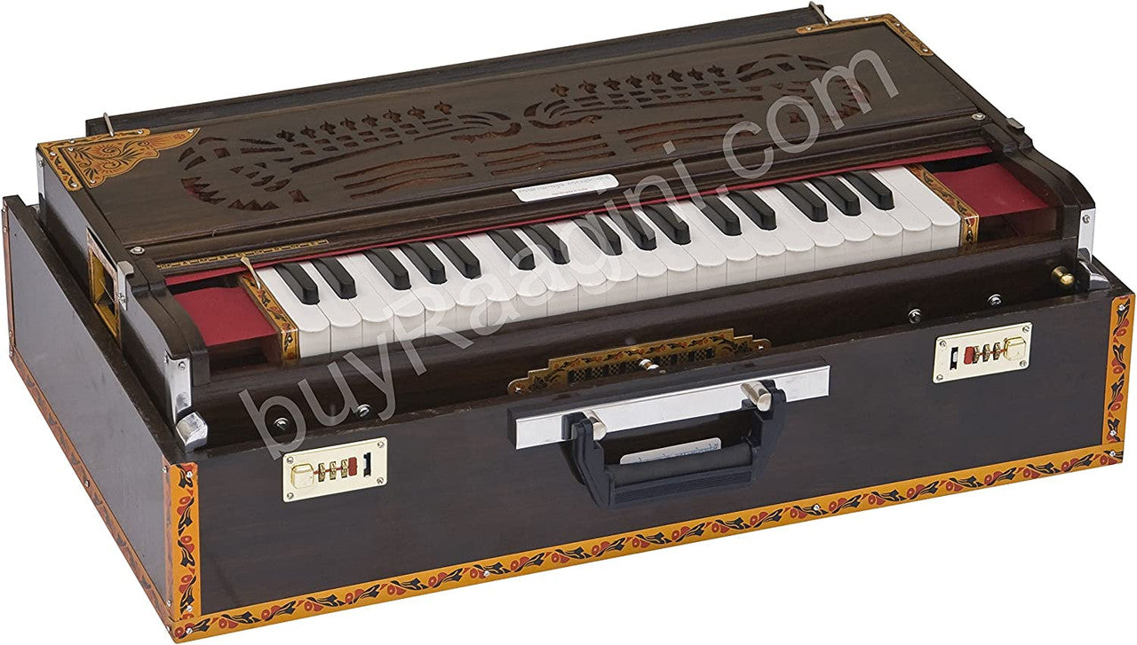 Maharaja Musicals Premium Calcutta Harmonium, 3/9 Scale Changer, Dark BGH