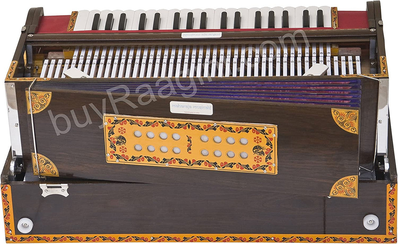 Maharaja Musicals Premium Calcutta Harmonium, 3/9 Scale Changer, Dark BGH