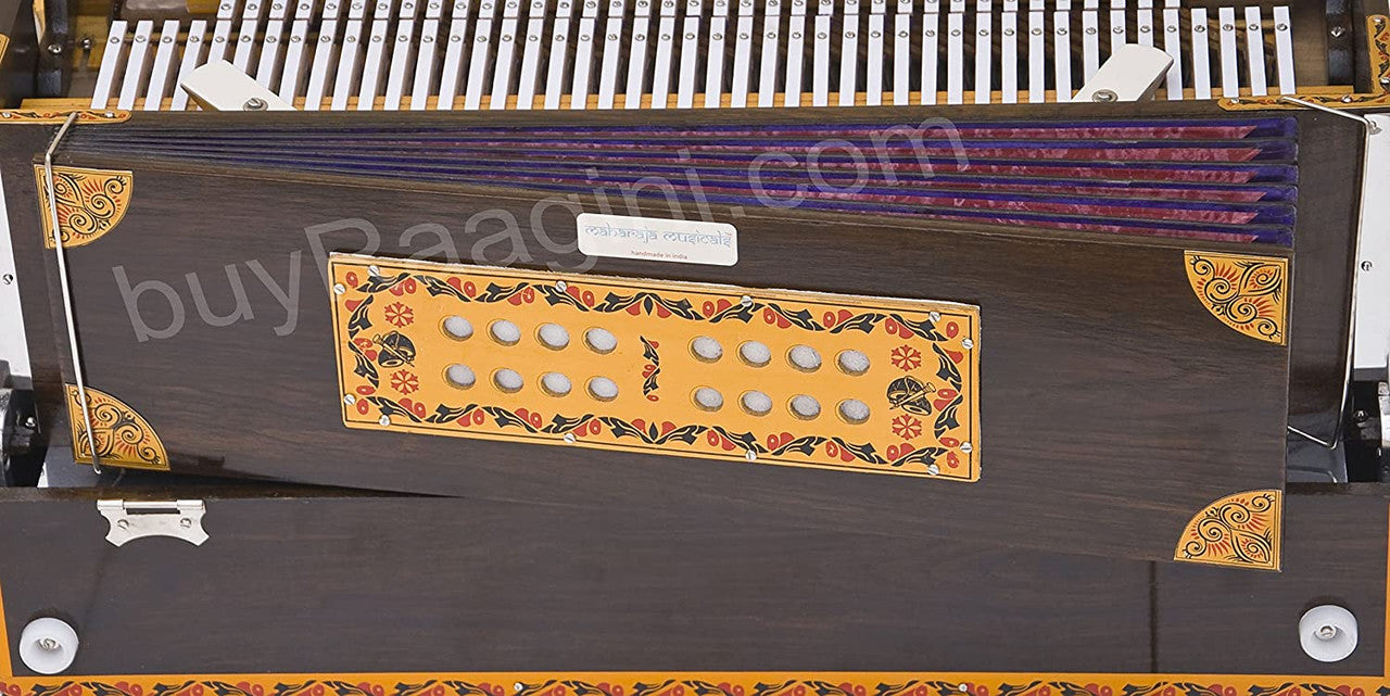 Maharaja Musicals Premium Calcutta Harmonium, 3/9 Scale Changer, Dark BGH