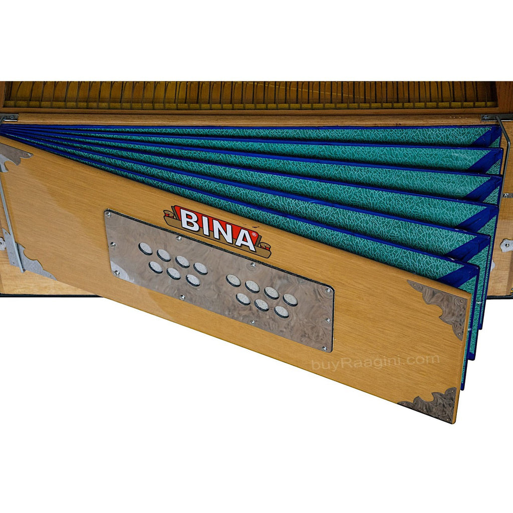 BINA Sangeet Harmonium, 2 Reeds, 3.5 Octaves, 9 Stops, Coupler BJB