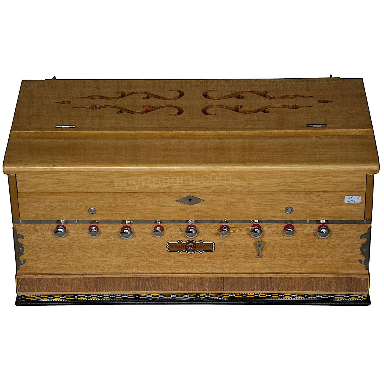 BINA Sangeet Harmonium, 2 Reeds, 3.5 Octaves, 9 Stops, Coupler BJB