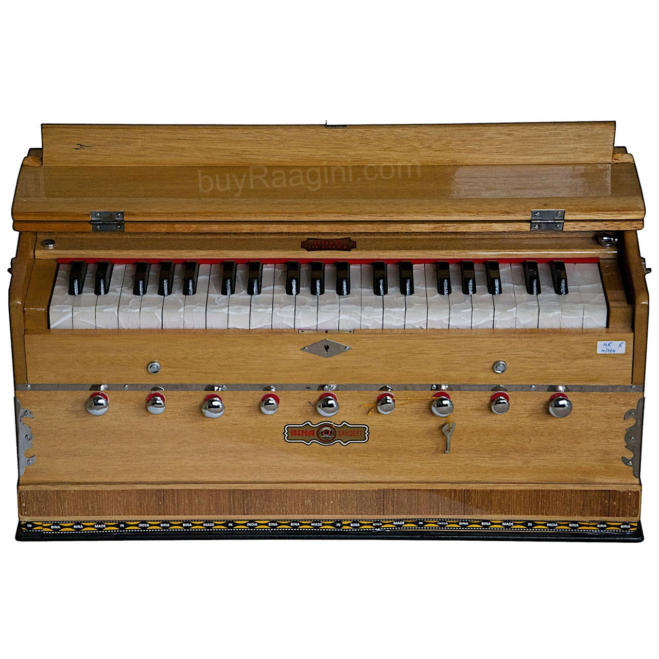 BINA Sangeet Harmonium, 2 Reeds, 3.5 Octaves, 9 Stops, Coupler BJB