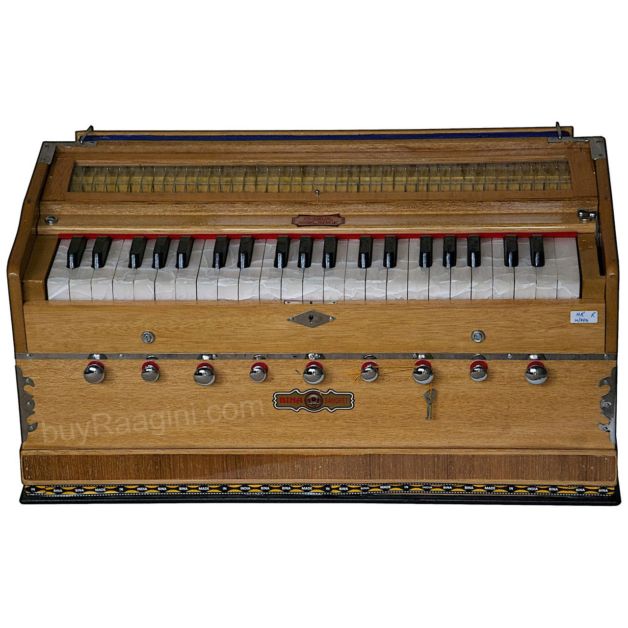 BINA Sangeet Harmonium, 2 Reeds, 3.5 Octaves, 9 Stops, Coupler BJB