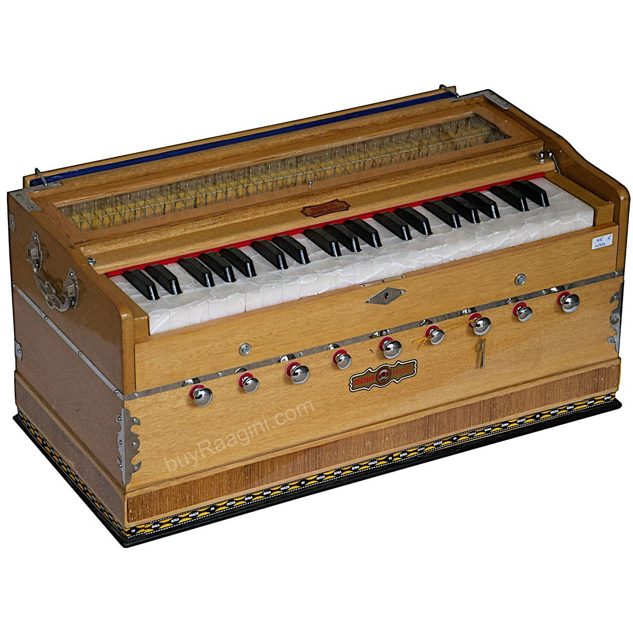 BINA Sangeet Harmonium, 2 Reeds, 3.5 Octaves, 9 Stops, Coupler BJB