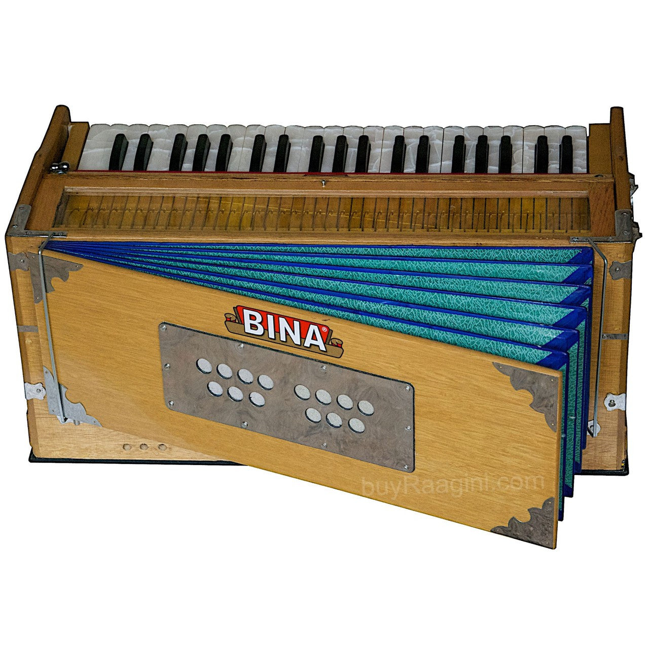 BINA Sangeet Harmonium, 2 Reeds, 3.5 Octaves, 9 Stops, Coupler BJB