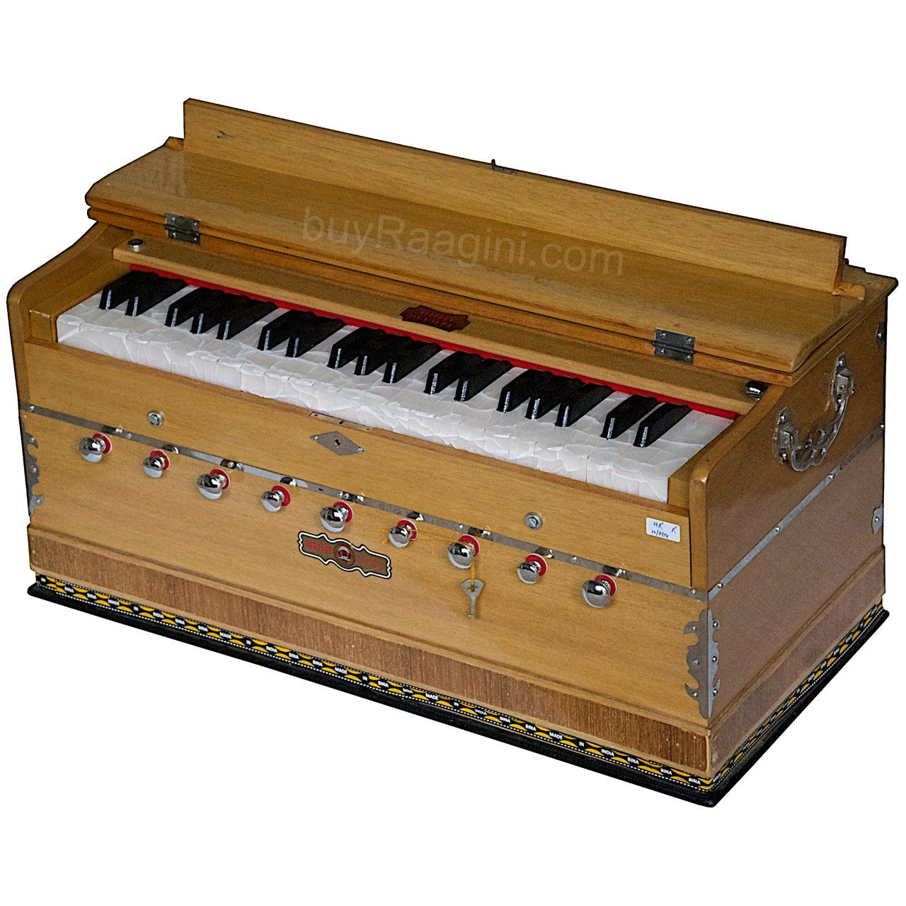 BINA Sangeet Harmonium, 2 Reeds, 3.5 Octaves, 9 Stops, Coupler BJB