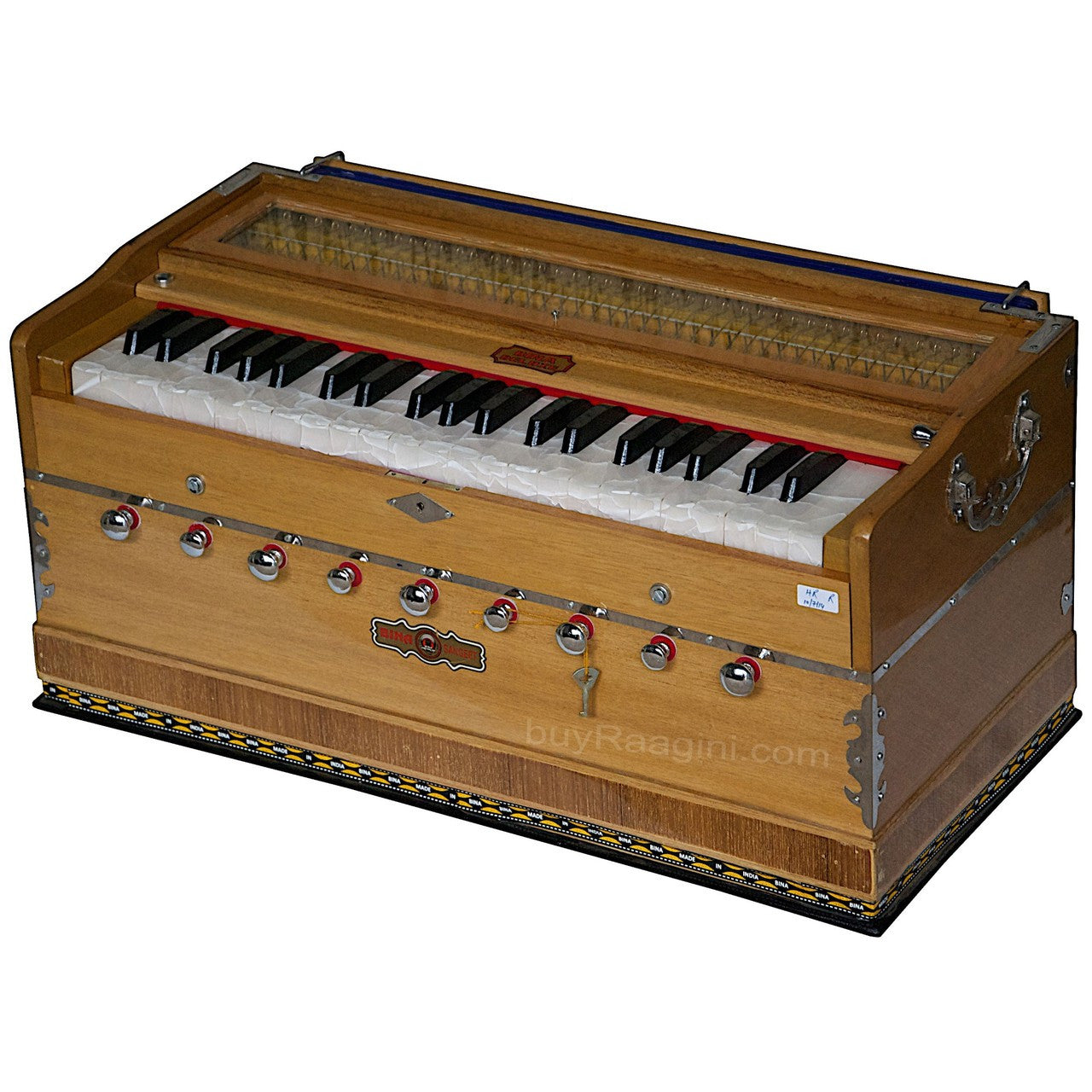 BINA Sangeet Harmonium, 2 Reeds, 3.5 Octaves, 9 Stops, Coupler BJB