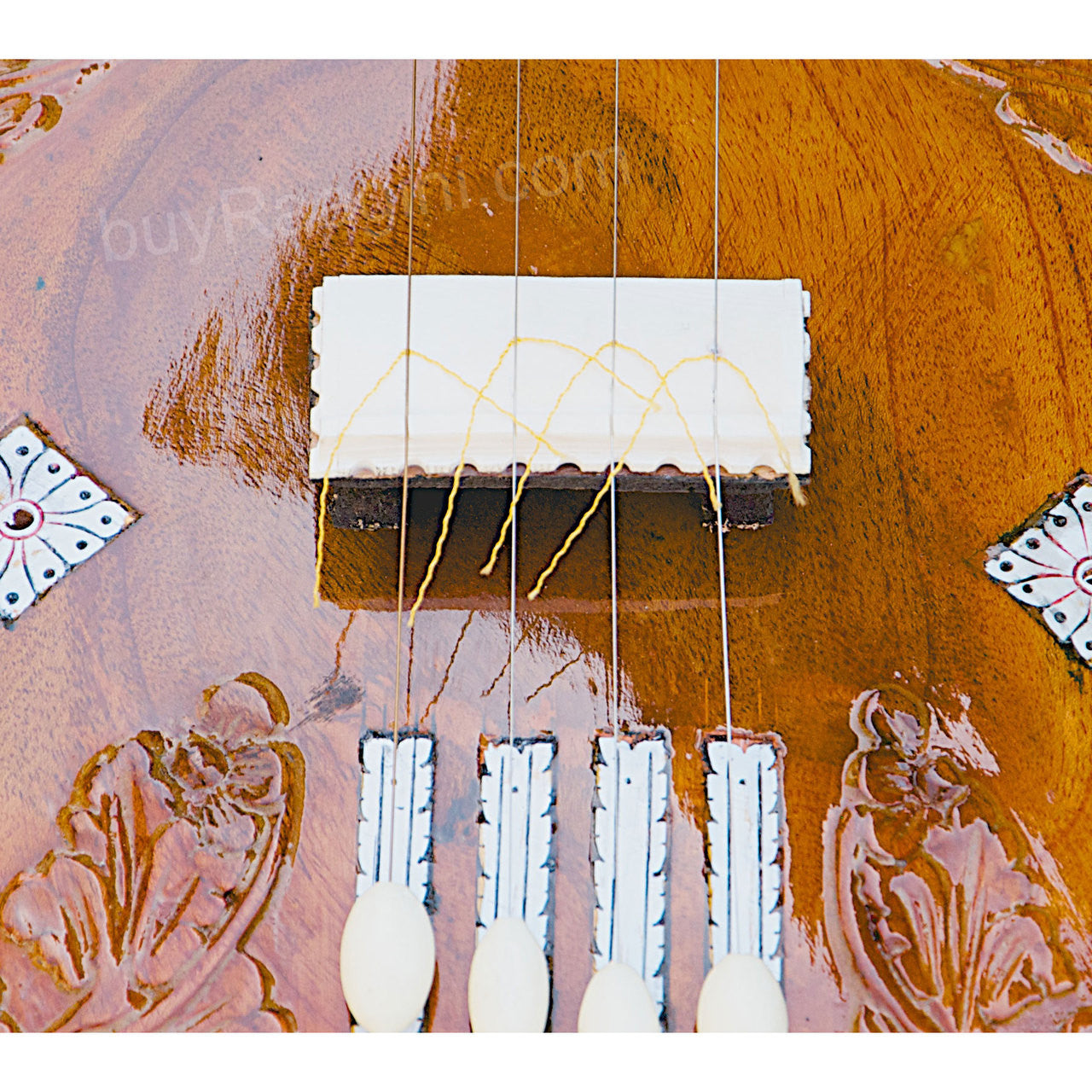 MAHARAJA Tanpuri, Wooden Carving, 4 Strings, Instrumental Tanpura FF 