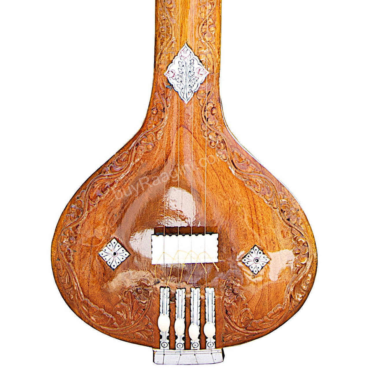 MAHARAJA Tanpuri, Wooden Carving, 4 Strings, Instrumental Tanpura FF 
