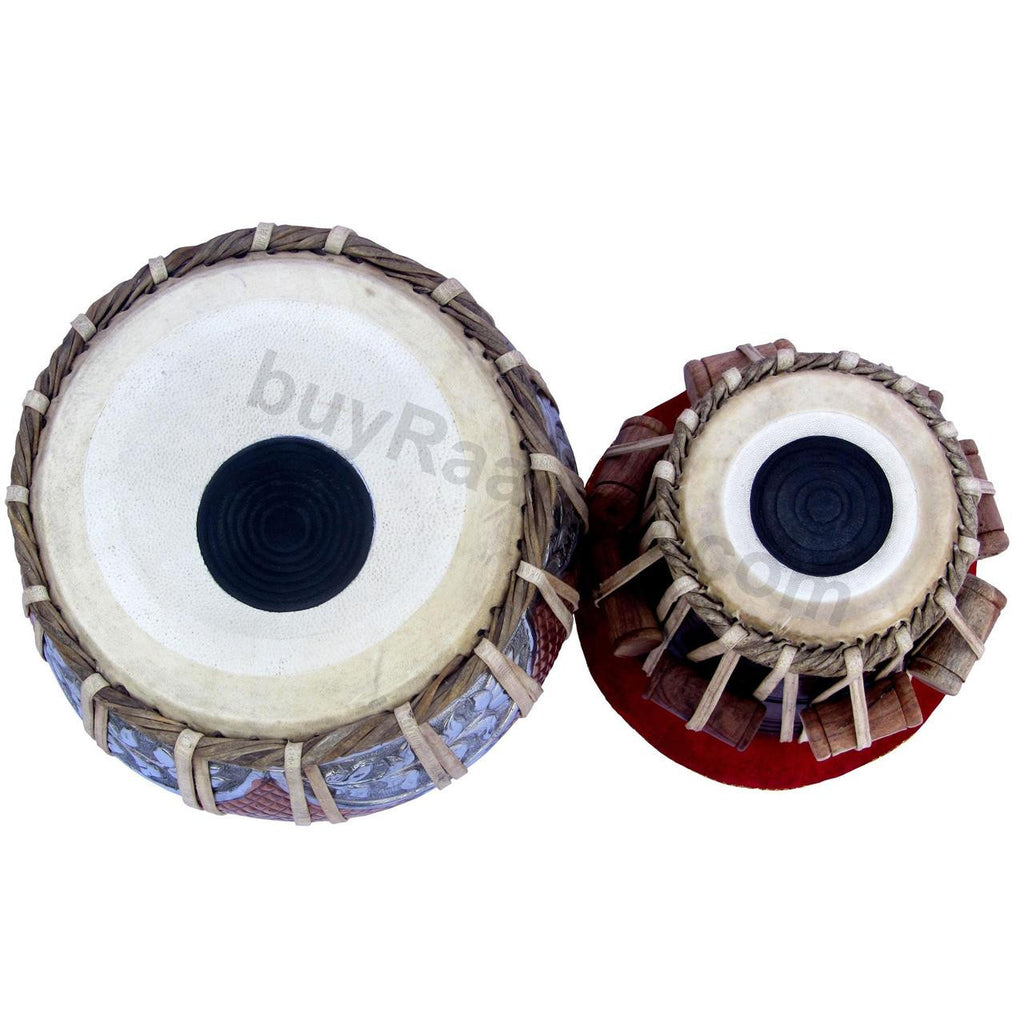 MAHARAJA Concert Twin Color Tabla, 4.5Kg Copper Bayan, Finest Dayan GJ