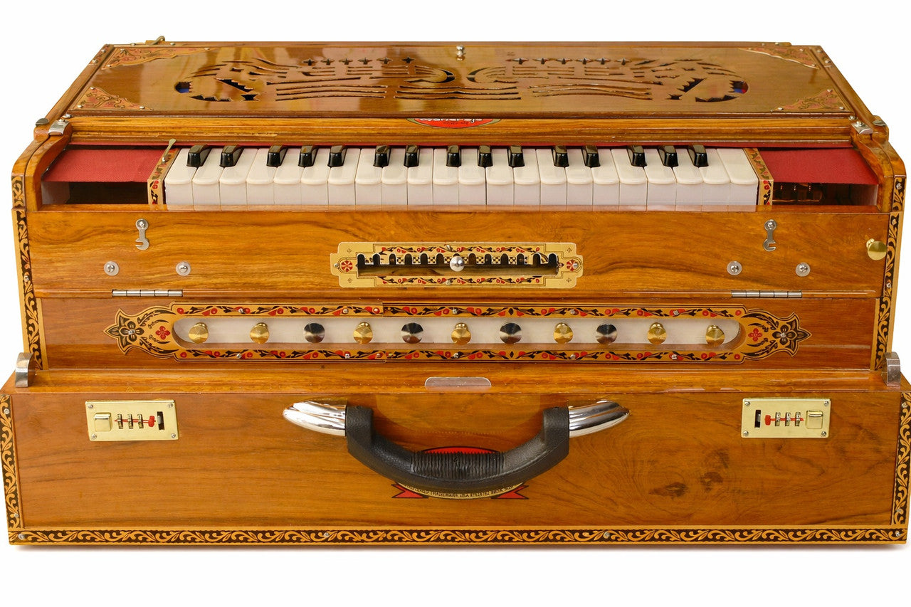 Maharaja Musicals Premium Calcutta Harmonium, 4/13 Scale Changer, Natural BBH