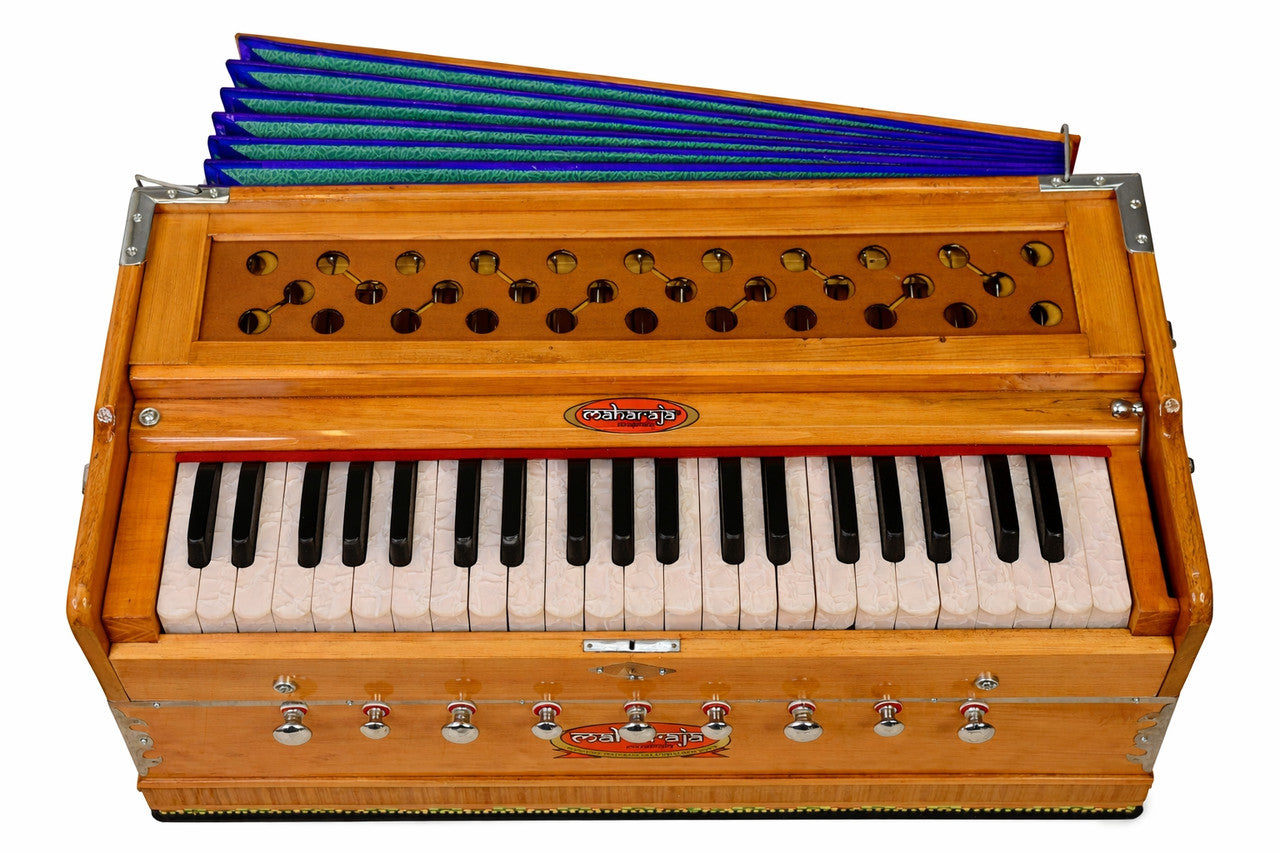 MAHARAJA MUSICALS Harmonium No. AABG - 9 Stopper, A440, 42 keys, Natural Color, With Coupler