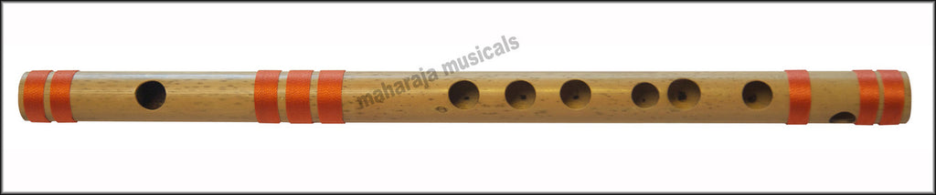 MAHARAJA Bansuri Scale A Natural Med. 11 Inch, Indian Bamboo Flute CEB