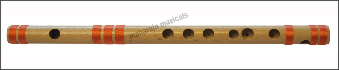 MAHARAJA Bansuri Scale A Natural Med. 11 Inch, Indian Bamboo Flute CEB