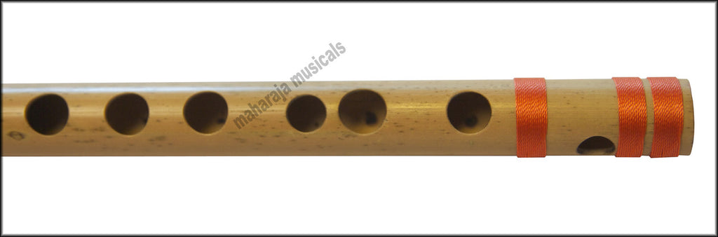 MAHARAJA Bansuri Scale A Natural Med. 11 Inch, Indian Bamboo Flute CEB