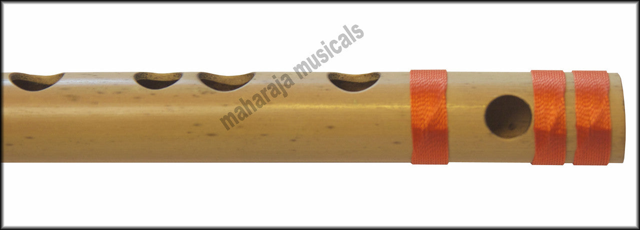 MAHARAJA Bansuri Scale A Natural Med. 11 Inch, Indian Bamboo Flute CEB