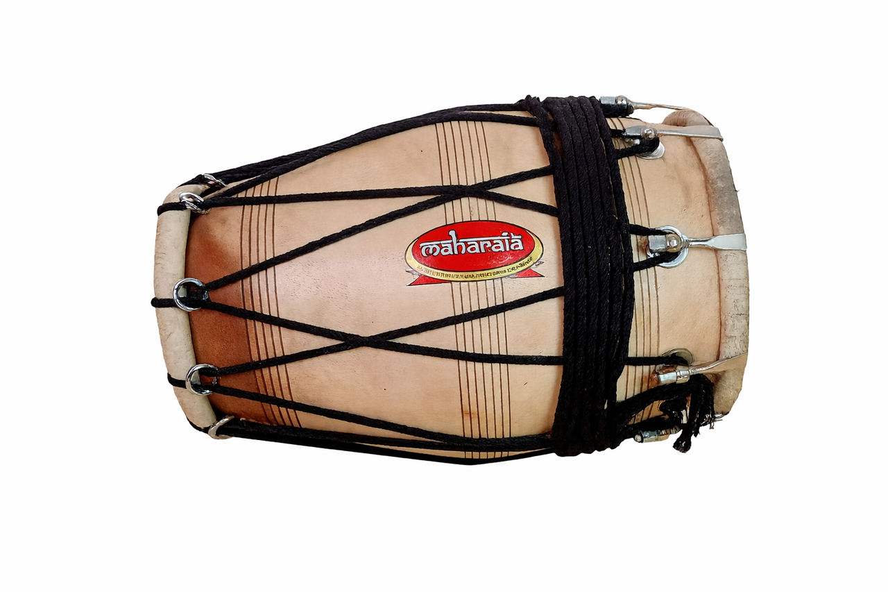MAHARAJA MUSICALS Sheesham Wood Professional Dholak/Dholki, Rope-Tuned, Bag - No. BBC